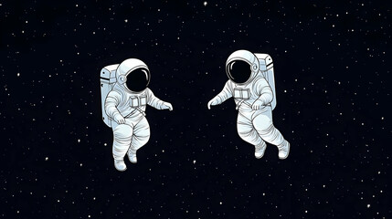 two astronauts explore the vast and mysterious universe together