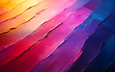Poster - A vibrant, abstract depiction of colorful, layered paint strokes with a smooth texture, blending warm and cool hues.