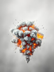 Intense explosion texture on soft grey backdrop Smoke Explosion Backdrop