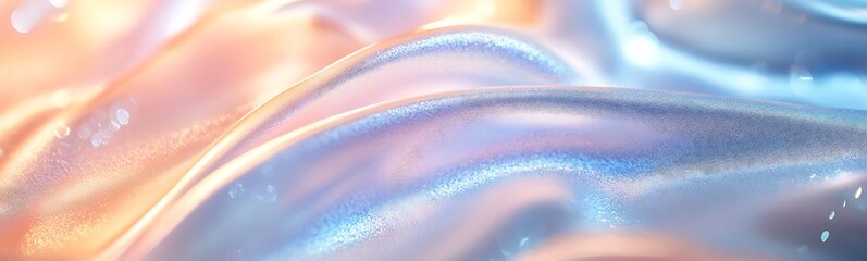 Fototapete - A mesmerizing wave of pastel colors, blending light and shine, creating an abstract, fluid visual harmony.