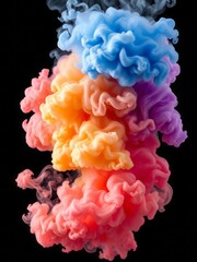 Set of colored smoke in different colors isolated on a black background Smoke Explosion Backdrop