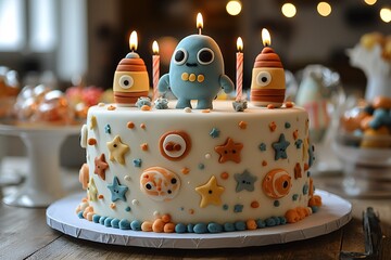 Fun Alien-Themed Birthday Cake for Celebrations