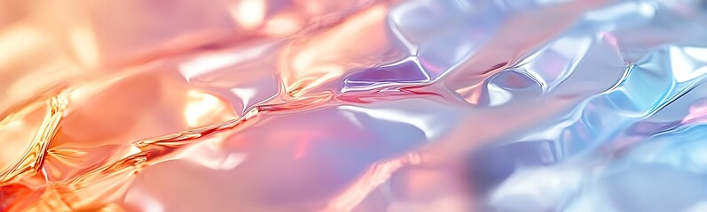 Aufkleber - A vibrant and reflective surface with abstract folds in pastel shades of blue and pink, creating a soft, dreamy appearance.
