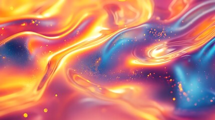 Poster - A vibrant swirl of orange and blue fluid textures creates an abstract, luminous design reminiscent of fire and water.