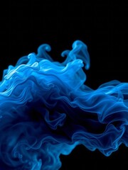 Blue waves on a black background Smoke Explosion Backdrop