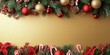 © ComfyMinds - Christmas-themed banner with red and gold ornaments for holiday banners, greeting cards, or seasonal promotional material with space for text