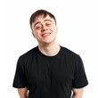© Saad - PNG,smiling young man with down syndrome in black t-shirt,isolated on white background
