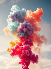 A colorful explosion of smoke and fire in the sky Smoke Explosion Backdrop