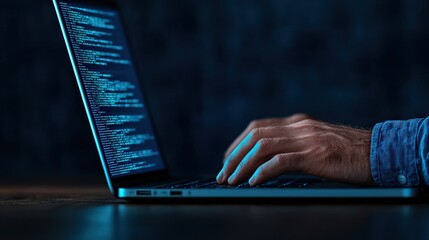 Programmer Typing Code on Laptop  Software Development  Web Design  Technology Concept