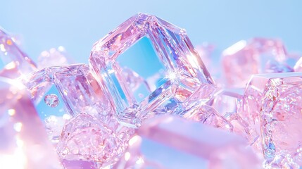 Poster - Shimmering Pink Crystals Abstract Background   3D Render