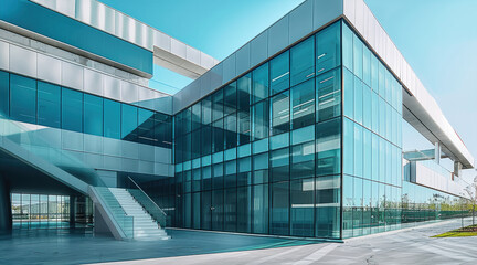 Aufkleber - An innovative modern building with aluminum facades and large glass surfaces.