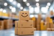 © Ai-Pixel - Happy packages stacked in a warehouse