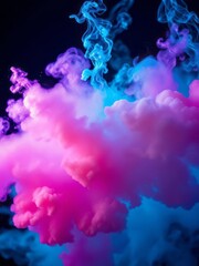 Color explosion fluorescent background paint in water vibrant smoke cloud texture glowing blue and purple Smoke Explosion Backdrop