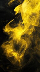 Wall Mural - vibrant yellow smoke swirls gracefully against a dark background, creating a mesmerizing visual effe