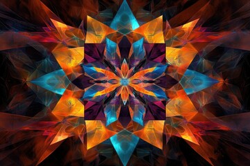 Wall Mural - A vibrant abstract design featuring colorful geometric shapes and intricate patterns, perfect for creative projects and digital art.