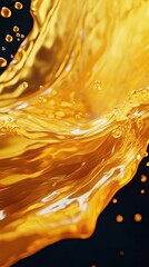 Wall Mural - A vibrant splash of golden liquid creates a stunning visual effect, emphasizing movement and energy against a dark backdrop.