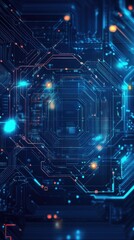 Wall Mural - futuristic abstract background featuring glowing circuitry, digital patterns, and blue lights. perfe