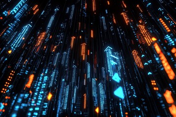 Sticker - futuristic digital cityscape with glowing lines and lights, creating a dynamic and vibrant visual ef