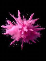 Pink powder explosion on black background paint holi Smoke Explosion Backdrop