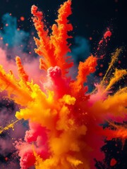 Colored powder explosion abstract closeup dust on backdrop colorful explode Smoke Explosion Backdrop