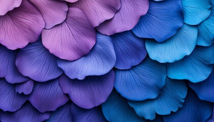 Vibrant layered petals in shades of purple and blue create a stunning visual texture, ideal for artistic and decorative purposes.