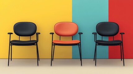 Wall Mural - Modern Retro Minimalistic High Chair Illustration with Playful Color Palette