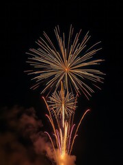 Fireworks exploding with smoke trails in night sky Smoke Explosion Backdrop