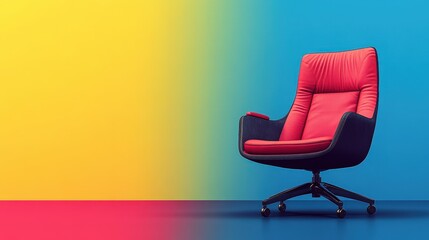 Wall Mural - Modern Retro Gaming Chair Illustration in Minimalistic Design