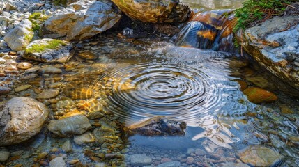 Poster - Calm Stream with Gentle Ripples and Stones