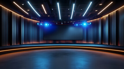 Video conferencing virtual studio background 3D rendering. ai generate high resolution image