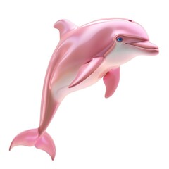 Sticker - pink dolphin isolated on white background isolated 