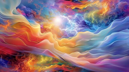 Wall Mural - Colorful Abstract Swirls in Dreamlike Landscape