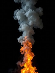 Fire with smoke on a black background Smoke Explosion Backdrop