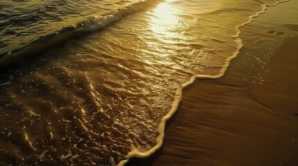 Canvas Print - Golden Waves at Sunset Shoreline Beauty