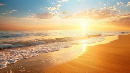 Poster - Serene Sunset over Calm Ocean Waves at Beach