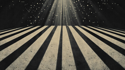 Wall Mural - A dramatic, black and white image of light shining through a dark space.