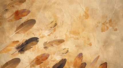 Wall Mural - Elegant Feathers on Textured Background