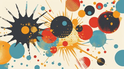 Poster - Vibrant Abstract Shapes with Colorful Dots and Lines