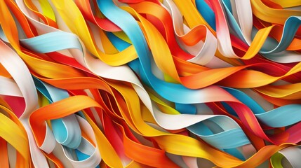 Poster - Colorful Ribbons in a Dynamic Flowing Arrangement