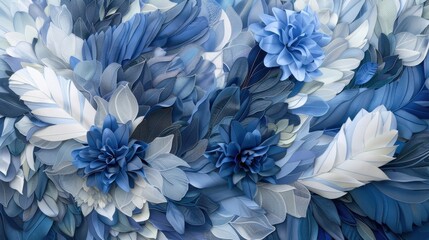 Poster - Elegant Blue Floral Arrangement in Textured Design