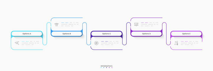 Wall Mural - Vector Infographic label design template with icons and 5 options or steps. Can be used for process diagram, presentations, workflow layout, banner, flow chart, info graph.