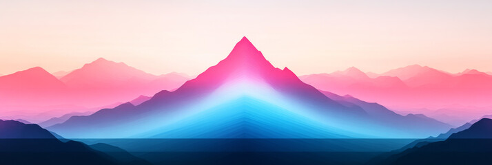 Wall Mural - Abstract mountain landscape in pink, blue, and white hues.