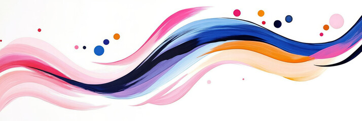 Sticker - Abstract painting with colorful waves and dots