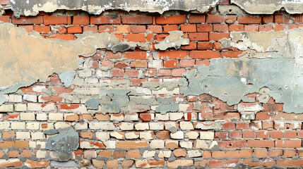 Unsafe aged brick wall with significant structural damage