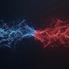 Canvas Print - Abstract Blue and Red Light Streaks.