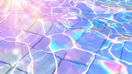 Wall Mural - Holographic Water Texture  Iridescent Pool Surface  Summer Background  Abstract Design