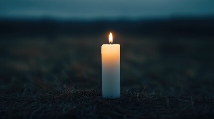 A single solitary candle flame fighting to stay lit against the darkness and wind symbolizing resilience fragile hope and the human spirit s struggle to overcome adversity