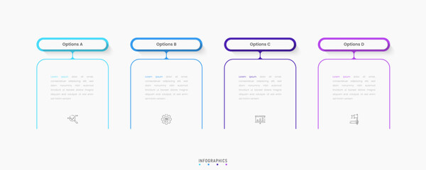 Wall Mural - vector infographic label design template with icons and 4 options or steps. can be used for process 
