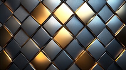 Silver and gold diamond plate surface with raised textures, 3D chrome vector elements, smooth metallic reflections, elegant and sophisticated lighting