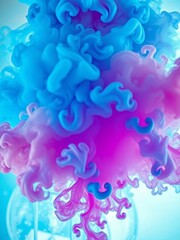 Blue multicolored smoke abstract background acrylic paint underwater explosion Smoke Explosion Backdrop